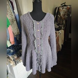 Pol Smoke Grey With Smokey Blue Lace NWT